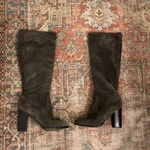 Frye Women's Claude Tall Slouch Boot, Smoke Suede, 8 Medium